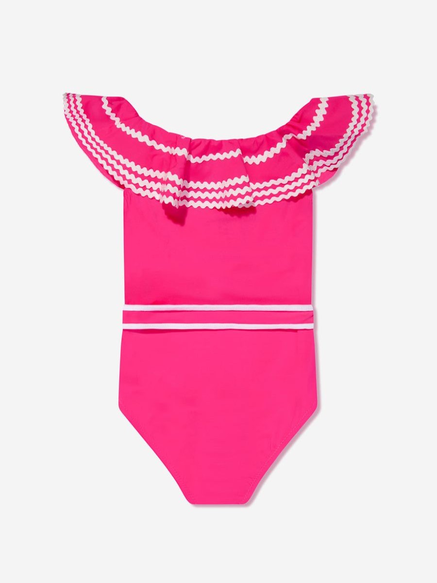 Girls Nessi Byrd Swimwear | Nessi Byrd - Girls Zizi Off Shoulder Swimsuit In Pink | Childsplay Clothing