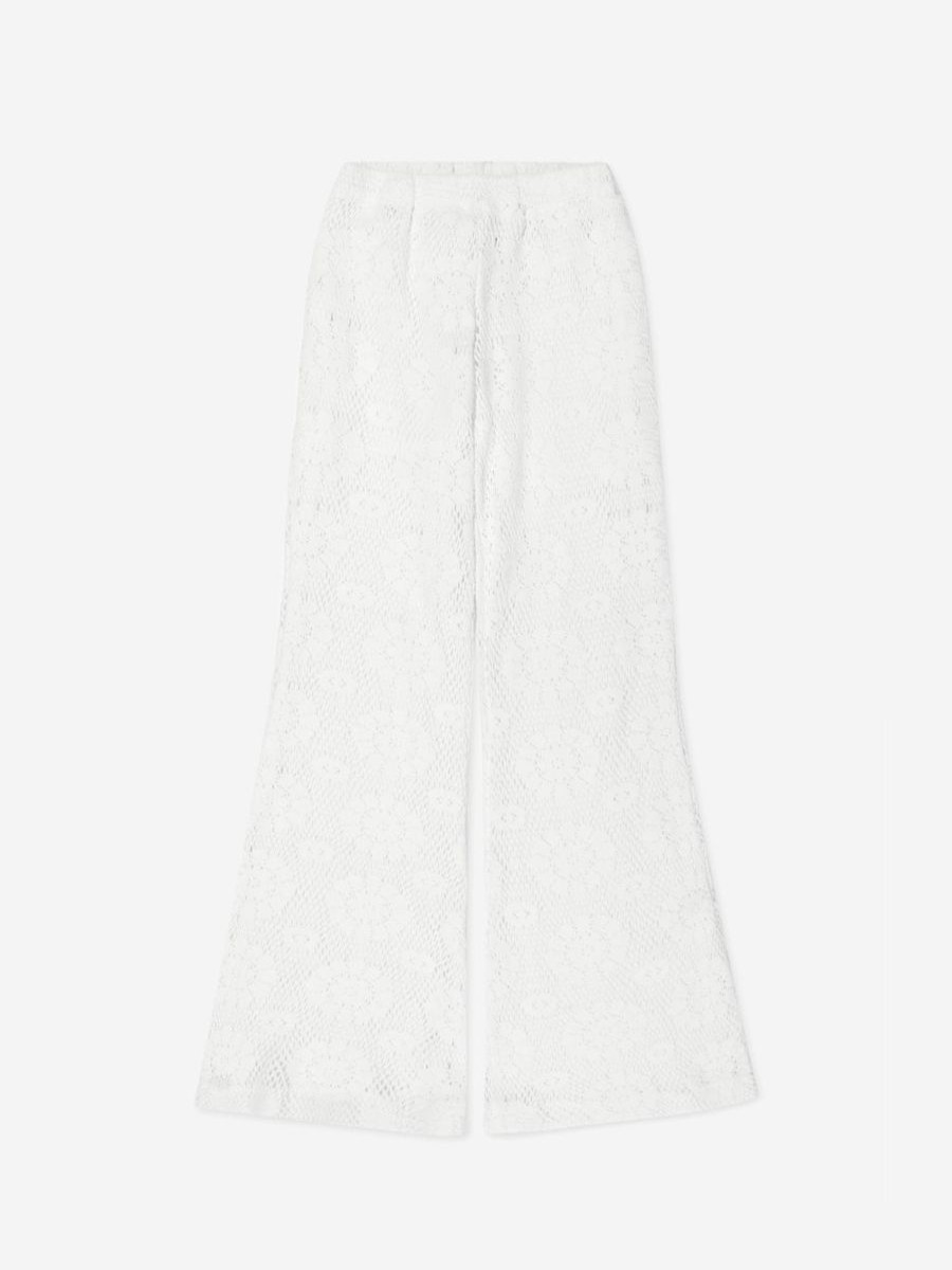 Girls Selini Action Trousers | Girls Crocheted Trousers In White