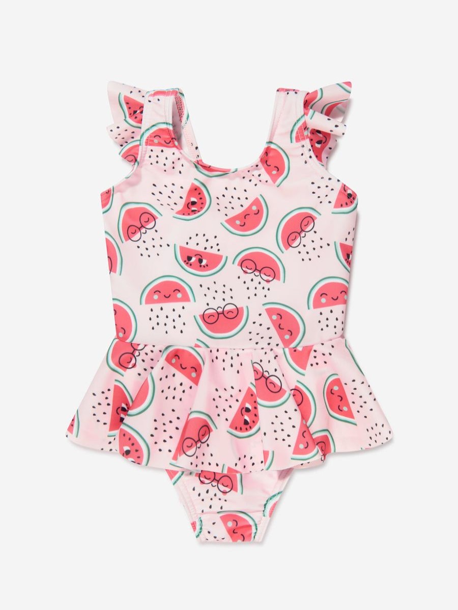 Baby The Bonnie Mob Swimwear | Girls Watermelon Frill Swimsuit In Pink