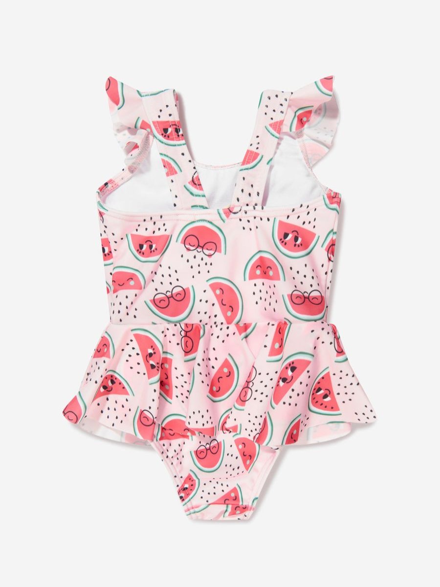 Baby The Bonnie Mob Swimwear | Girls Watermelon Frill Swimsuit In Pink