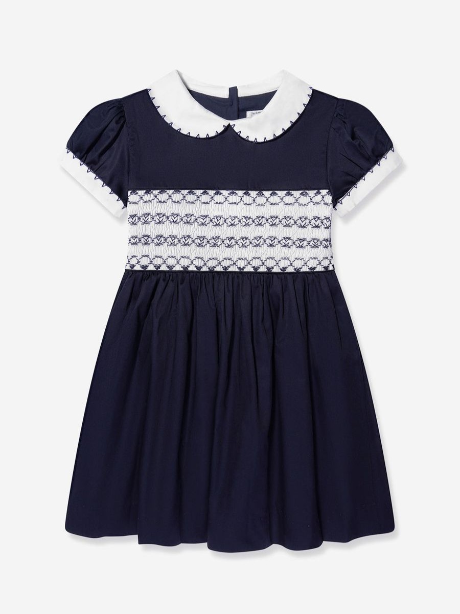 Baby Rachel Riley Dresses | Baby Girls Classic Smocked Dress And Bloomers In Navy