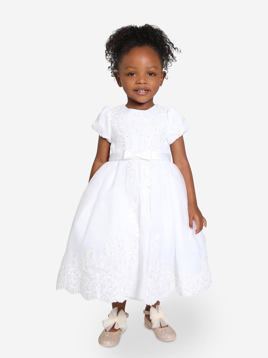 Baby Sarah Louise Dresses | Girls Ceremonial Ballerina Length Dress In White