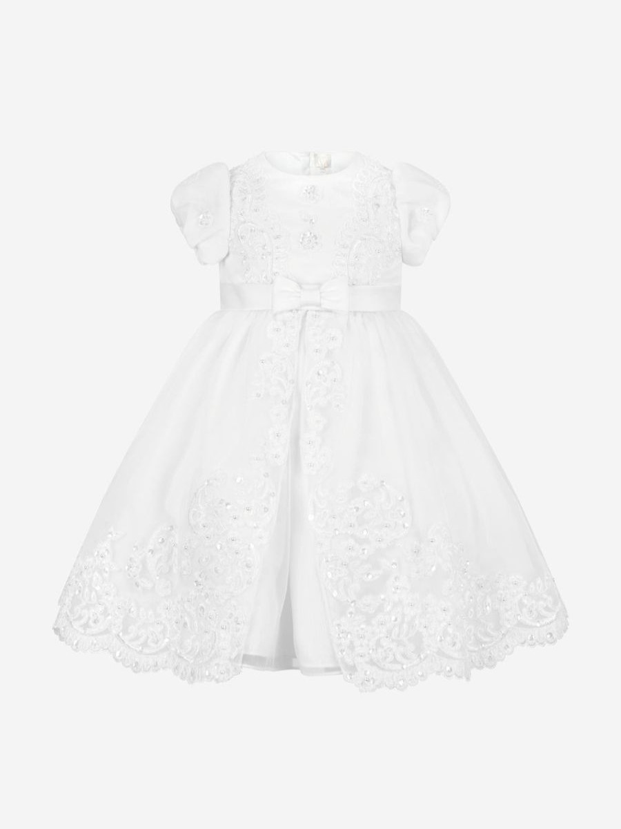 Baby Sarah Louise Dresses | Girls Ceremonial Ballerina Length Dress In White