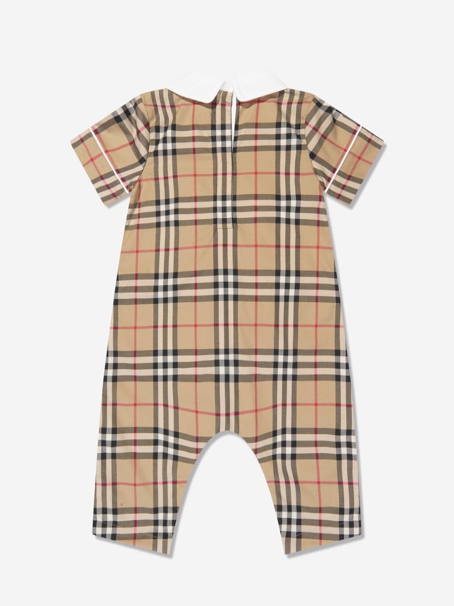 Baby Burberry Kids Babygrows & Rompers | Baby Octavian Romper In Archive Beige Check