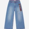 Girls Moschino Kids Trousers | Girls Wide Leg Logo Jeans In Blue