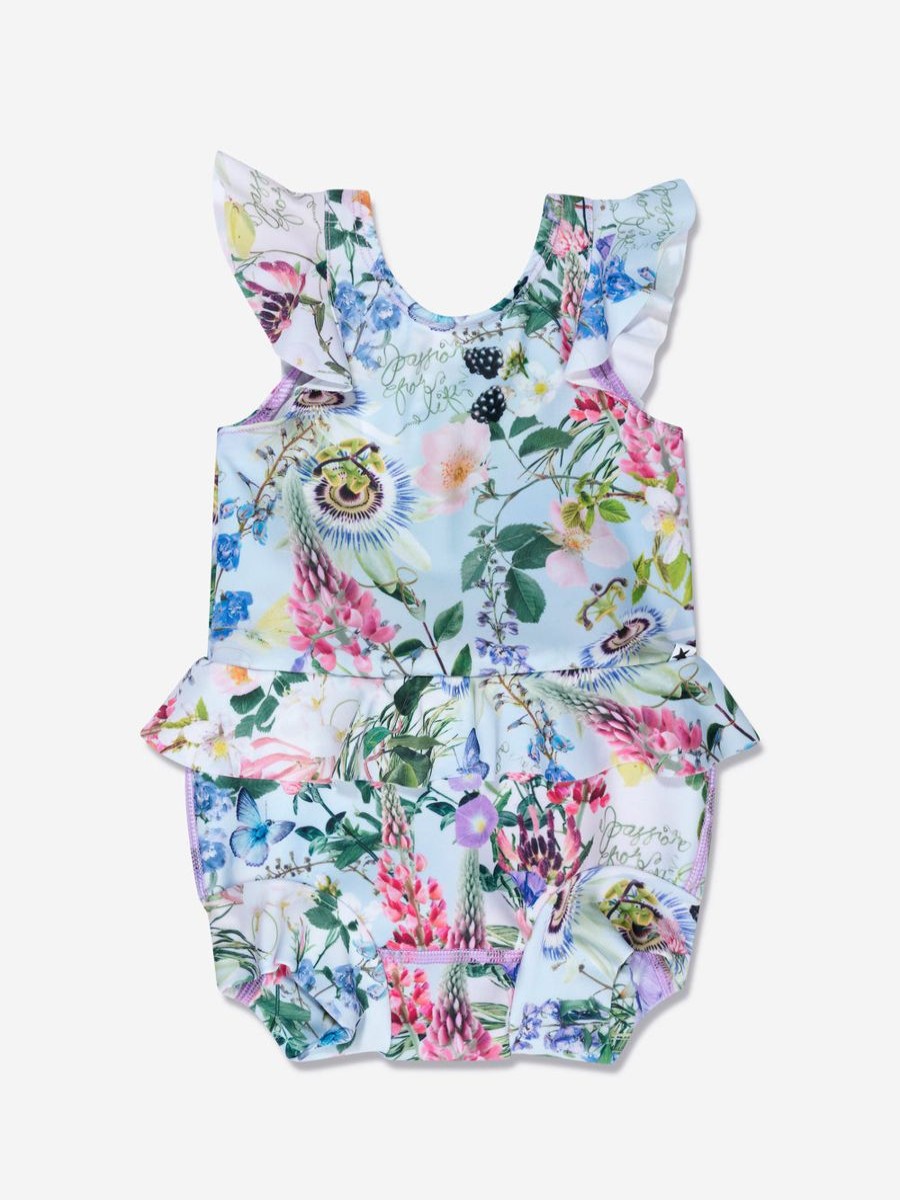 Baby Molo Swimwear | Girls Floral Print Nandini Swimsuit In Multicolour