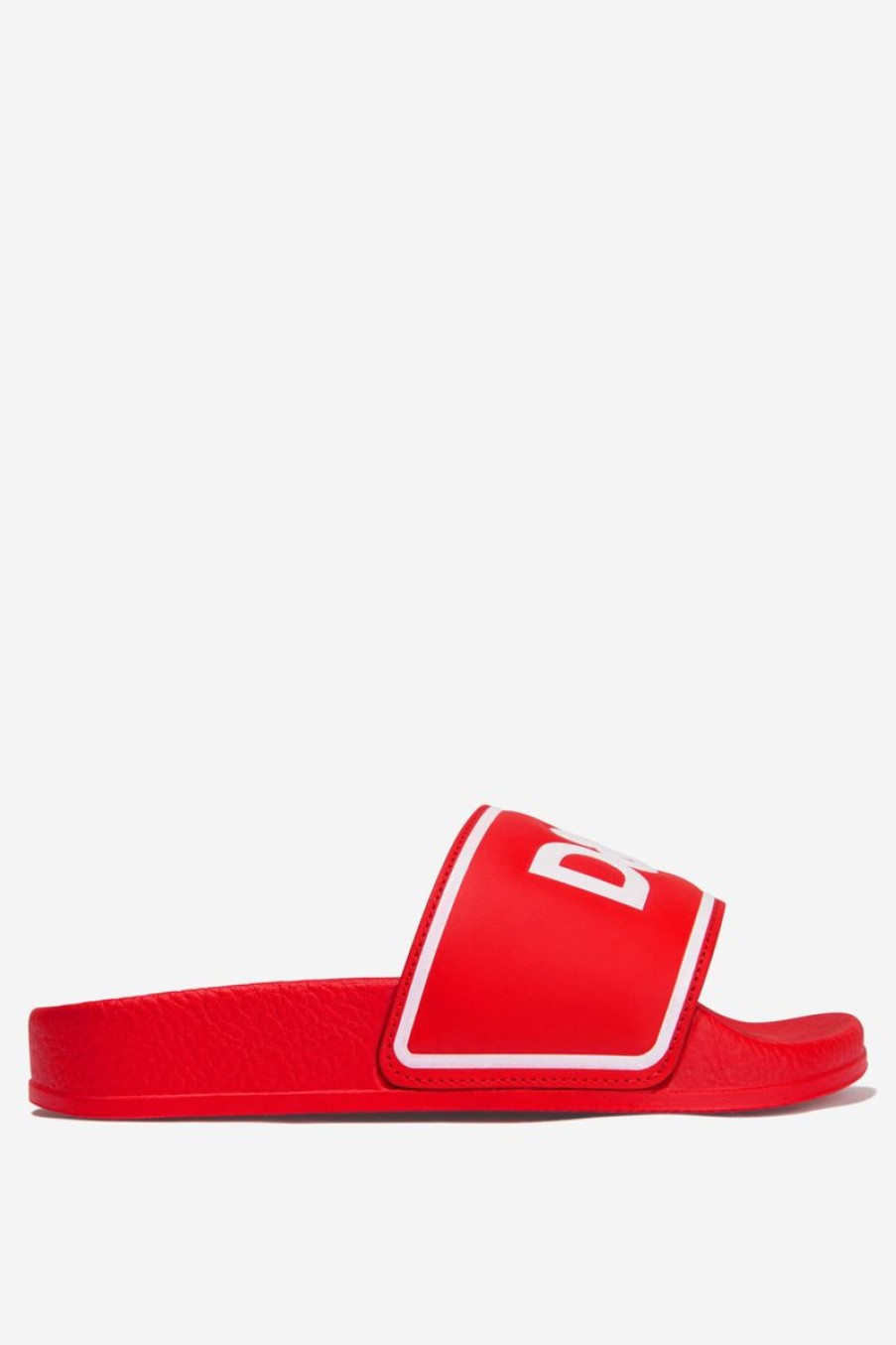 Teen Dolce & Gabbana Kids Footwear | Dolce & Gabbana Kids - Unisex Leather Logo Sliders | Childsplay Clothing