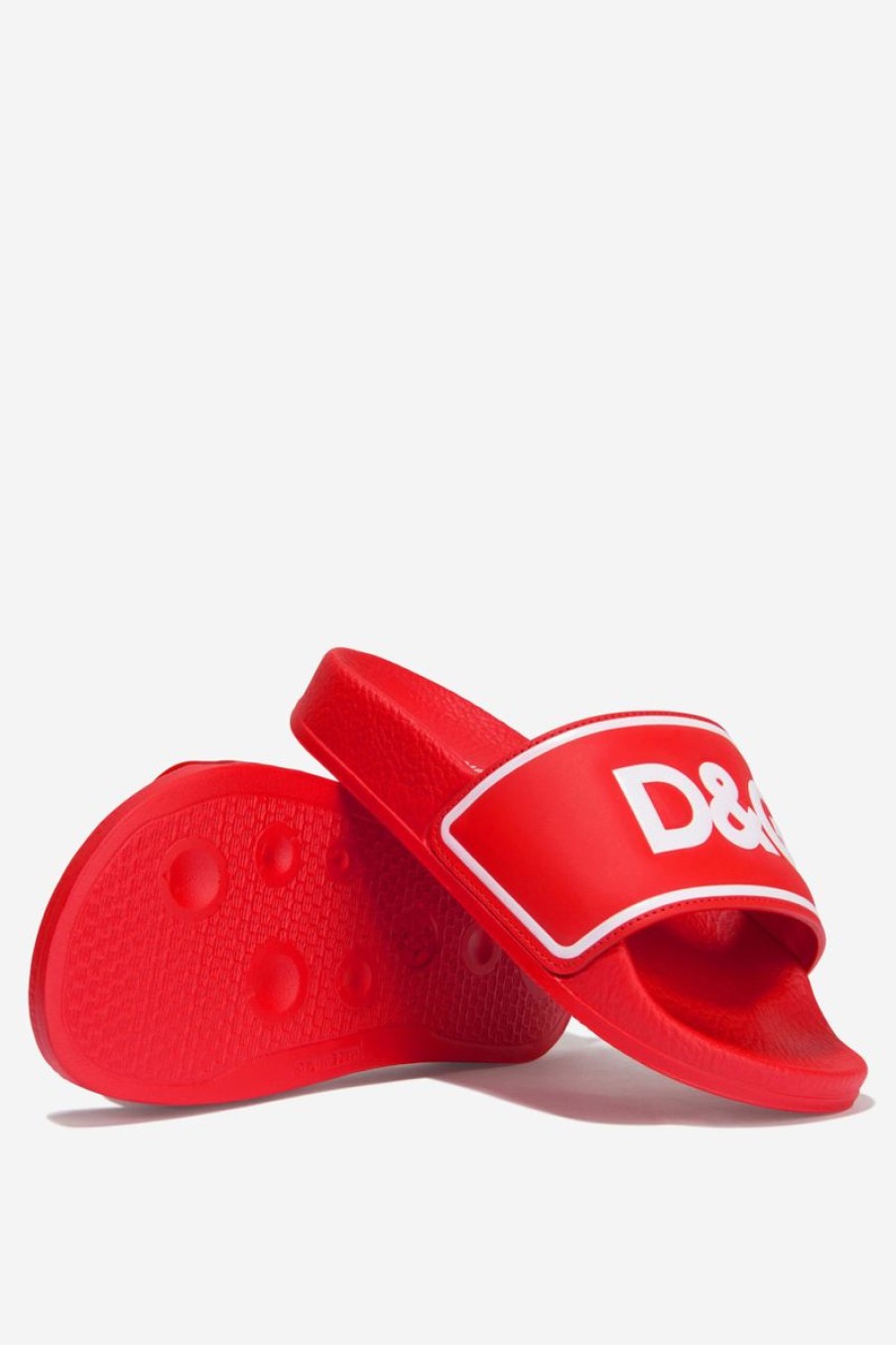 Teen Dolce & Gabbana Kids Footwear | Dolce & Gabbana Kids - Unisex Leather Logo Sliders | Childsplay Clothing