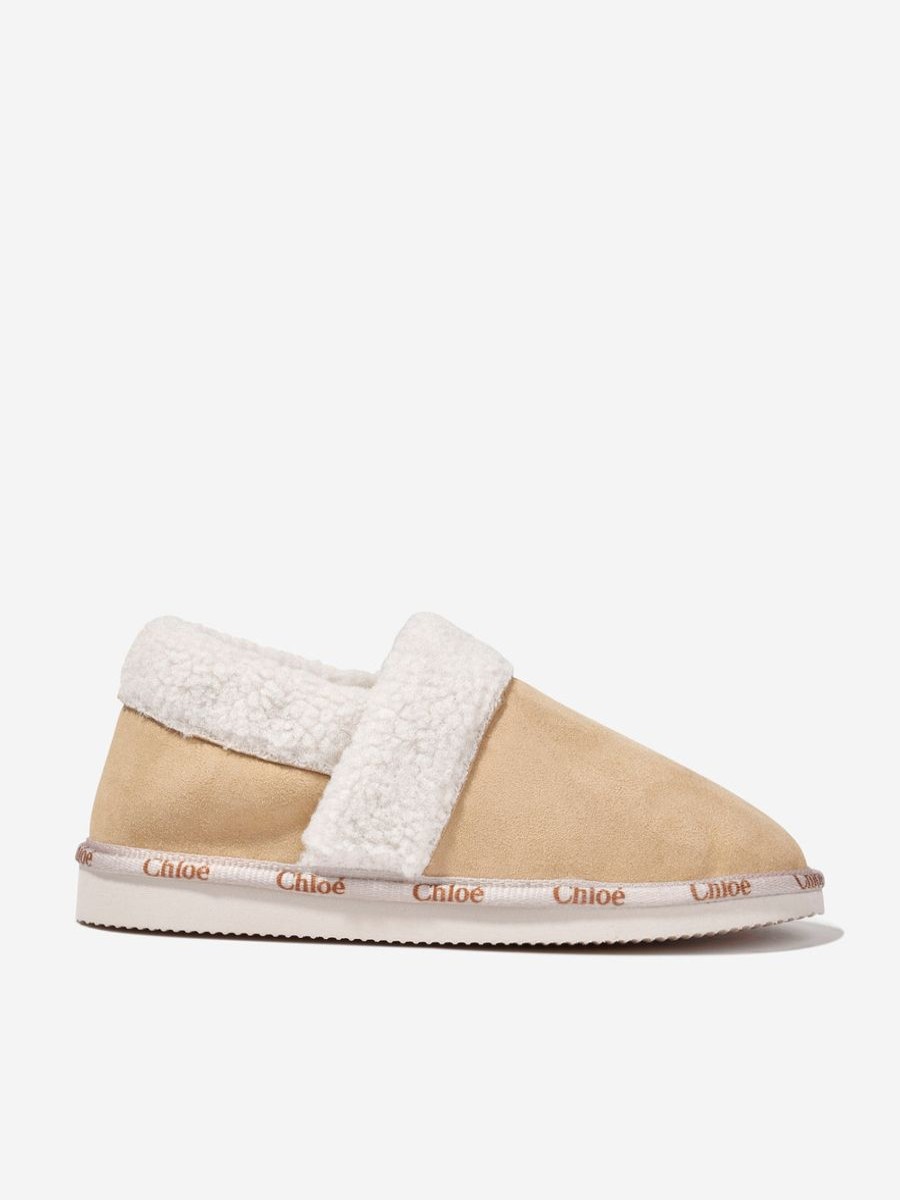 Girls Chloé Nightwear & Pyjamas | Girls Suede Slippers In Beige