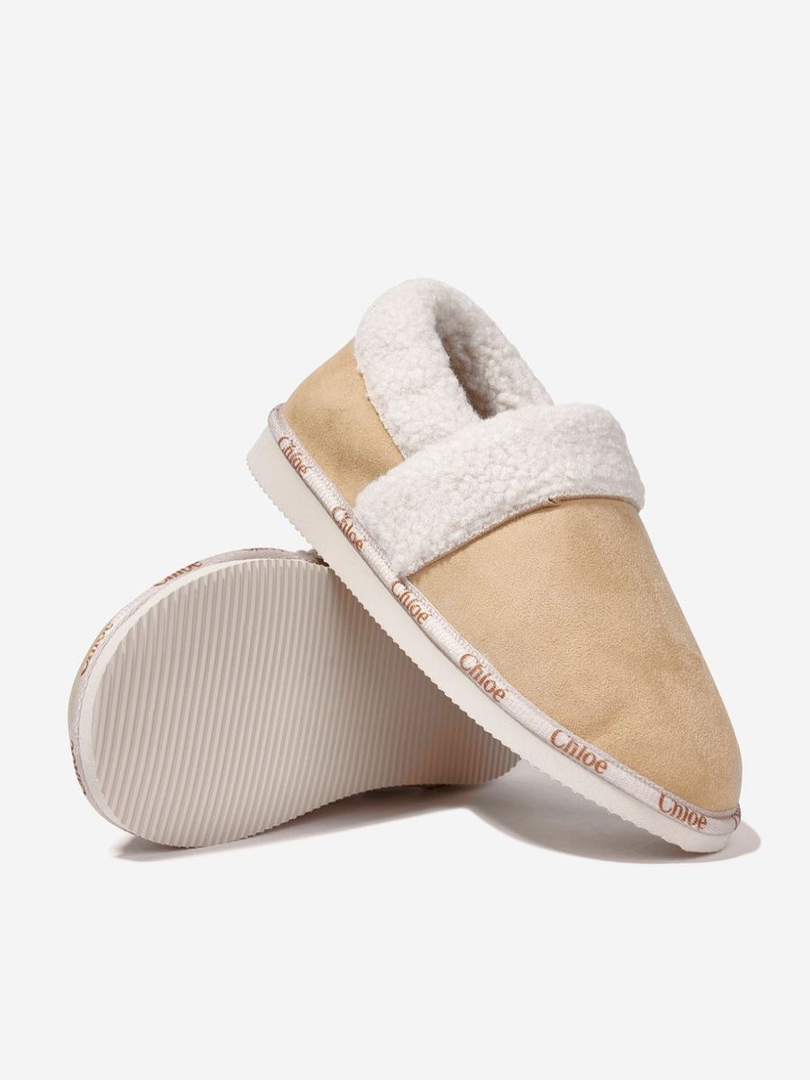 Girls Chloé Nightwear & Pyjamas | Girls Suede Slippers In Beige