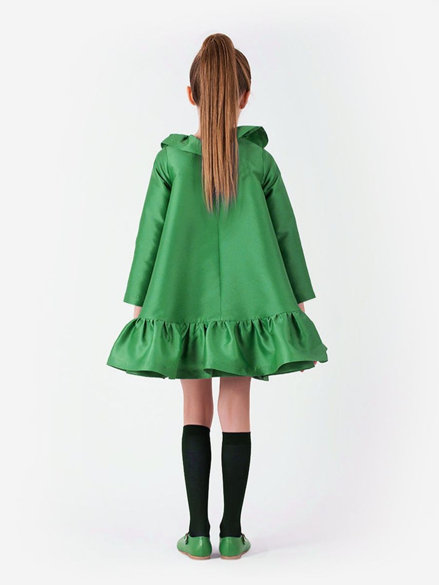 Teen Mama Luma Dresses | Girls Flared Ruffles Dress In Green