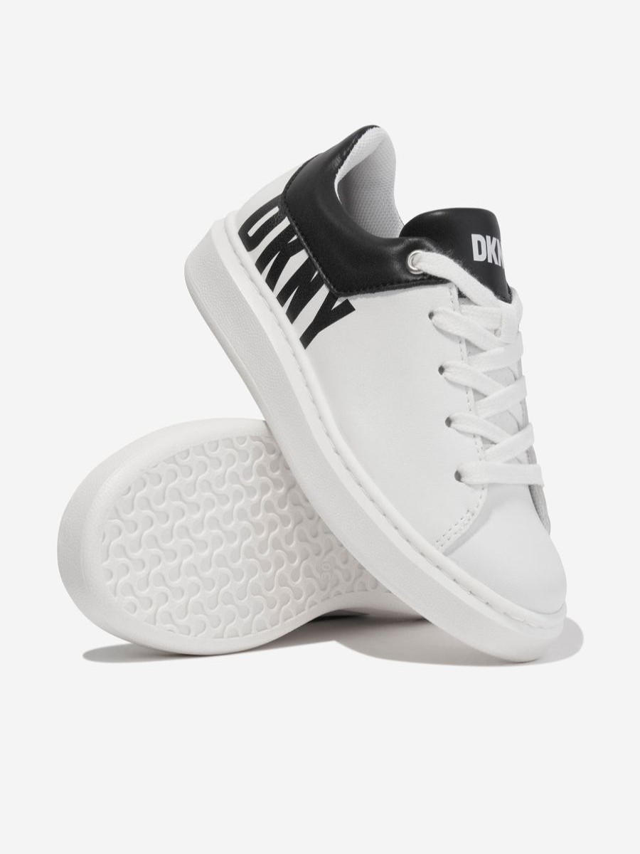 Girls DKNY Sneakers | Kids Leather Logo Trainers In White