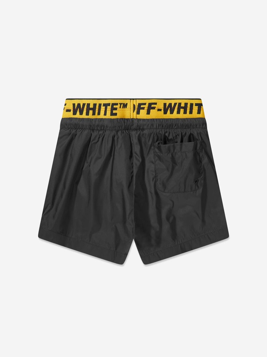 Teen Off-White Shorts | Boys Industrial Bookish Swim Shorts In Black