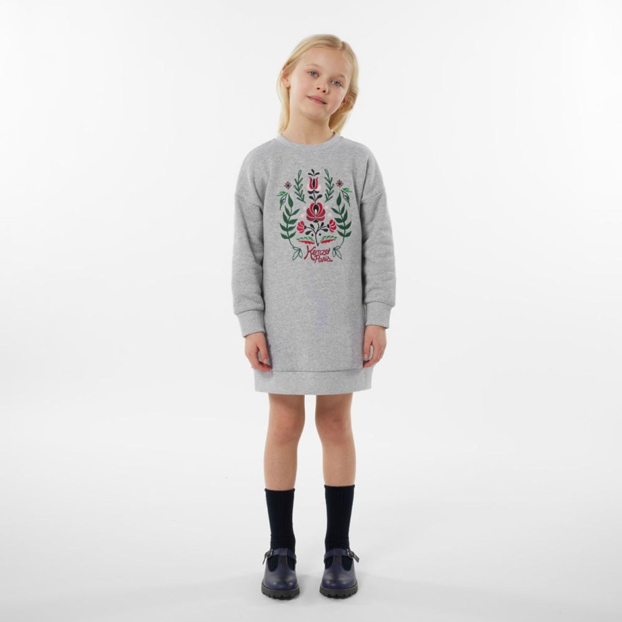 Teen KENZO KIDS Dresses | Girls Embroidered Sweater Dress In Grey