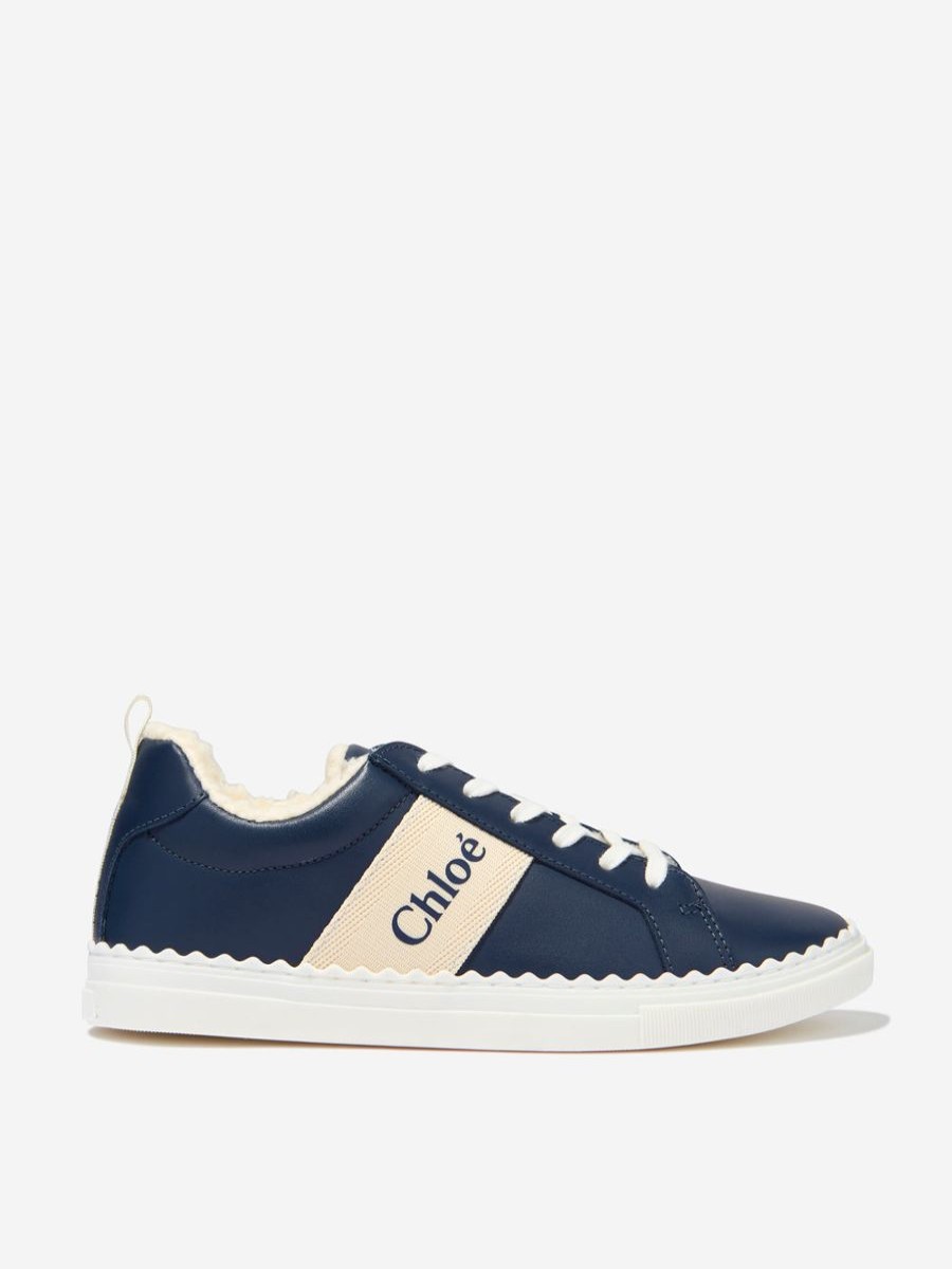 Teen Chloé Footwear | Chloe - Girls Leather Logo Trainers | Childsplay Clothing