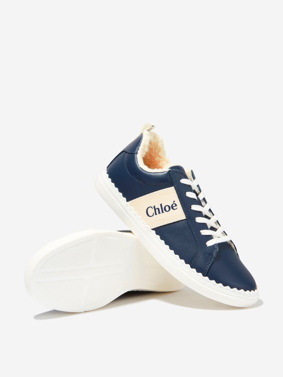 Teen Chloé Footwear | Chloe - Girls Leather Logo Trainers | Childsplay Clothing