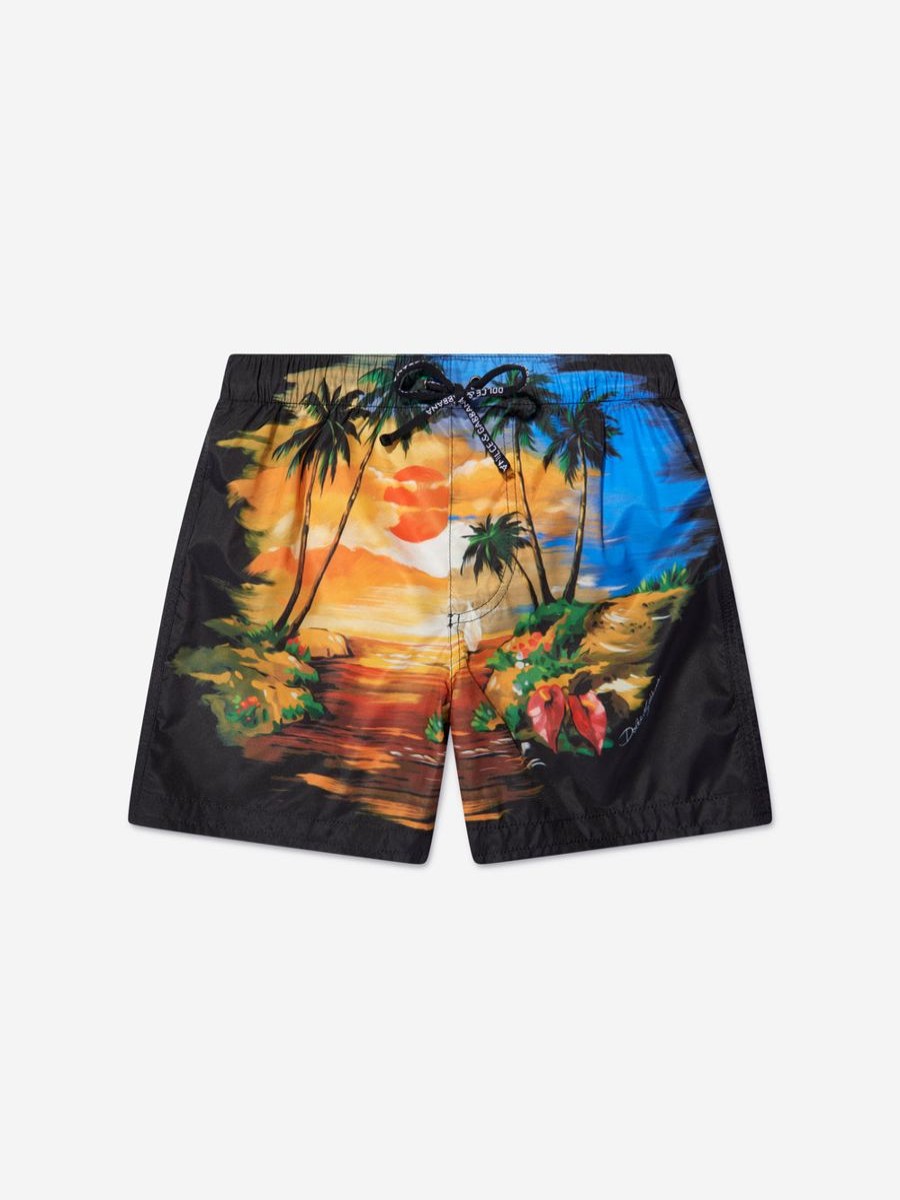 Teen Dolce & Gabbana Kids Swimwear | Dolce & Gabbana Kids - Boys Hawaiian Swim Shorts In Multicolour | Childsplay Clothing