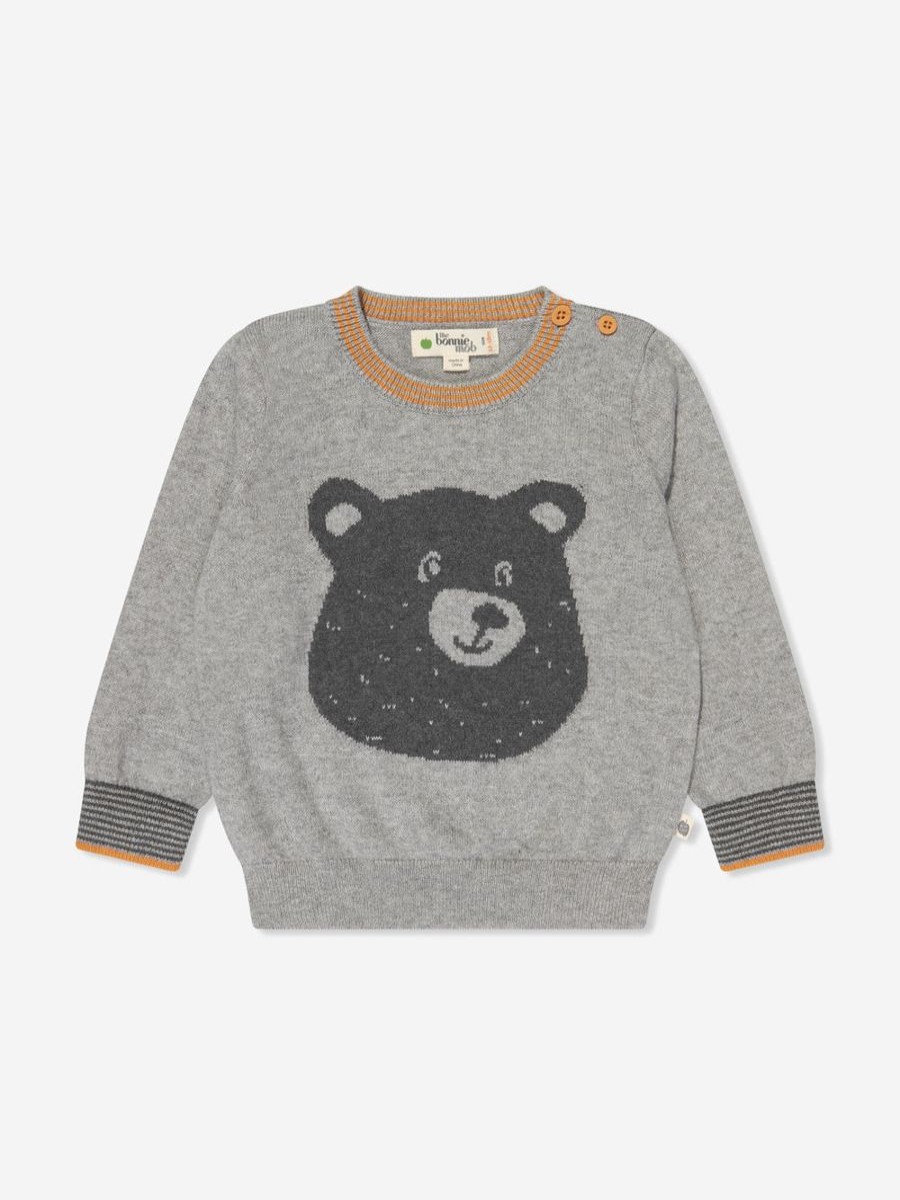 Girls The Bonnie Mob Jumpers & Cardigans | Kids Bear Cashmere Knit Jumper In Grey