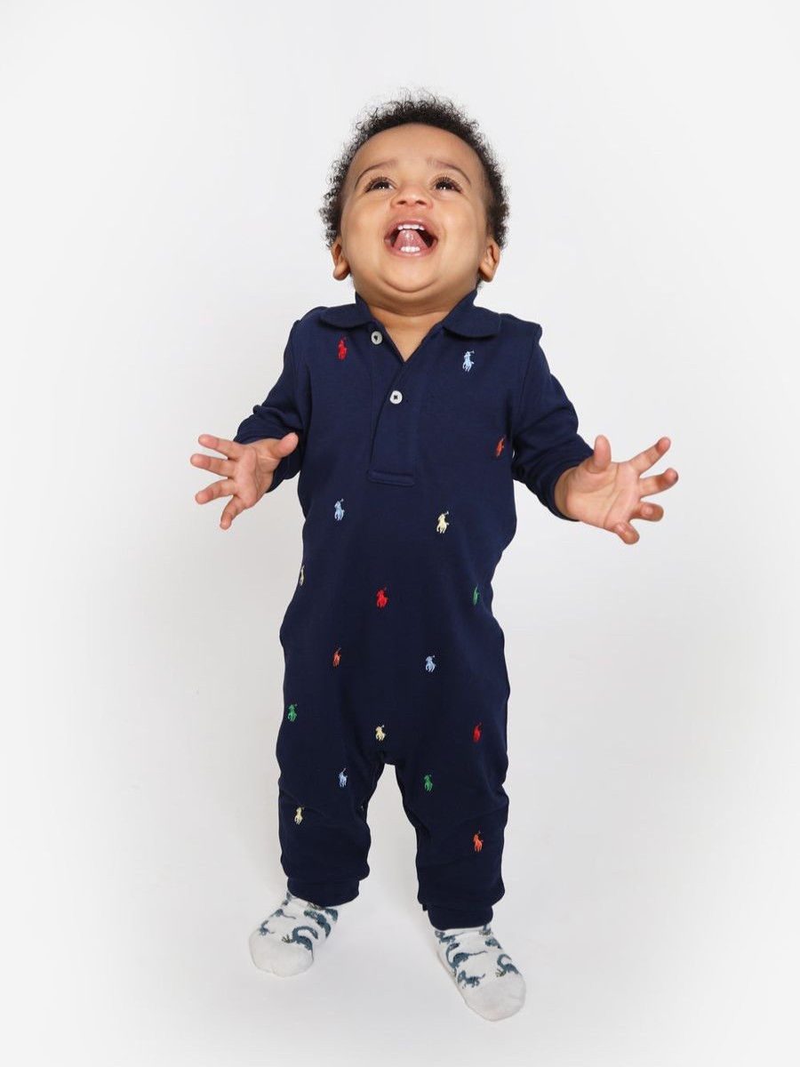 Baby Ralph Lauren Kids Babygrows & Rompers | Ralph Lauren Kids - Baby Boys Schiffli Romper | Childsplay Clothing