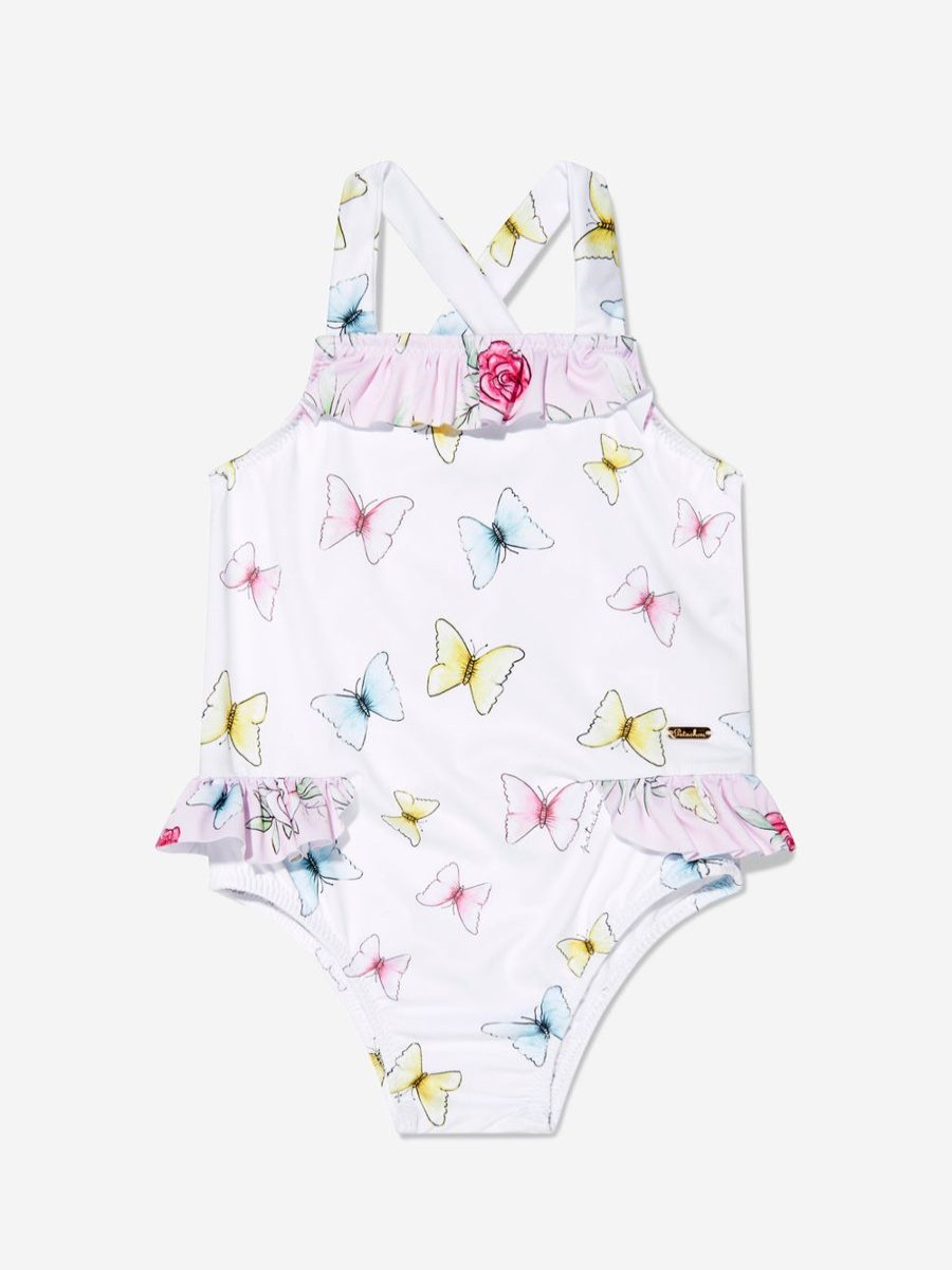 Baby Patachou Swimwear | Girls Butterflies Swimsuit In White