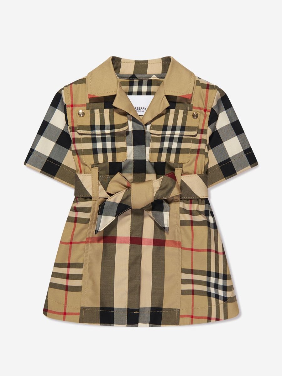 Baby Burberry Kids Dresses | Baby Girls Mini Clotilde Check Dress In Beige