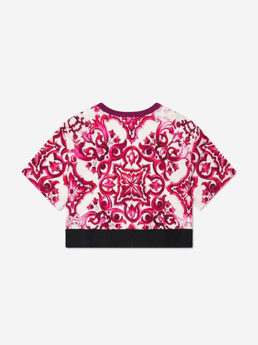 Teen Dolce & Gabbana Kids Shorts | Girls Majolica Cropped T-Shirt In Pink