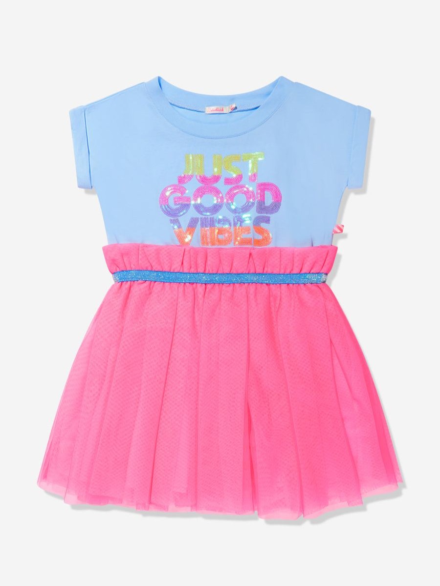 Teen Billieblush Sweatshirts & Hoodies | Billieblush - Girls Good Vibes Dress In Blue | Childsplay Clothing