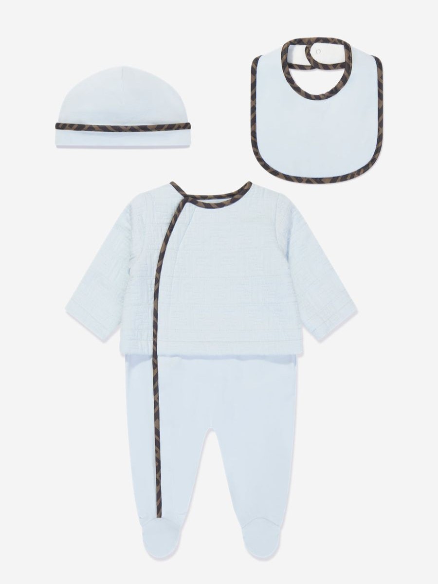 Baby Fendi Kids Babygrows & Rompers | Baby Boys Babygrow Gift Set In Blue