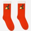 Girls Mini Rodini Socks & Tights | Kids Lemons Scallop Socks In Red