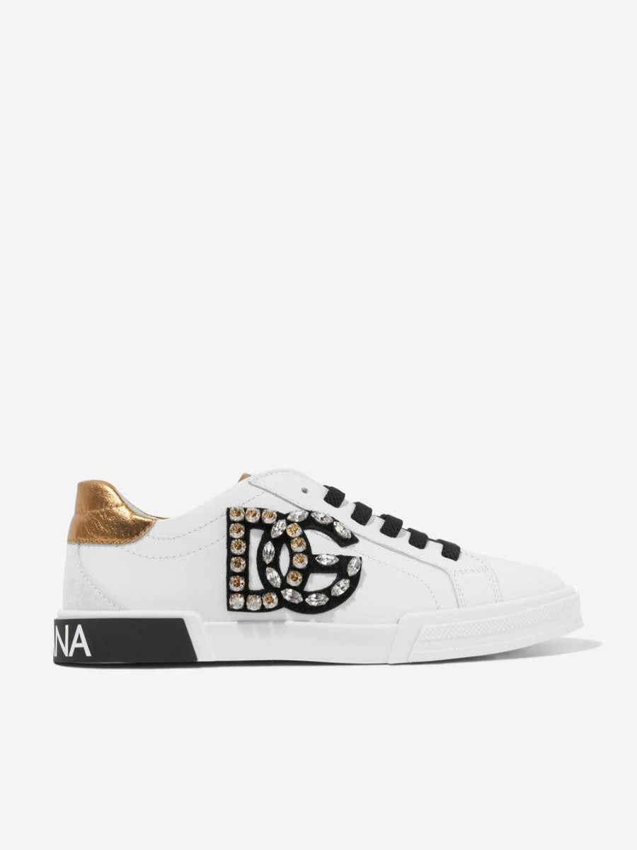 Girls Dolce & Gabbana Kids Sneakers | Girls Leather Logo Trainers In White