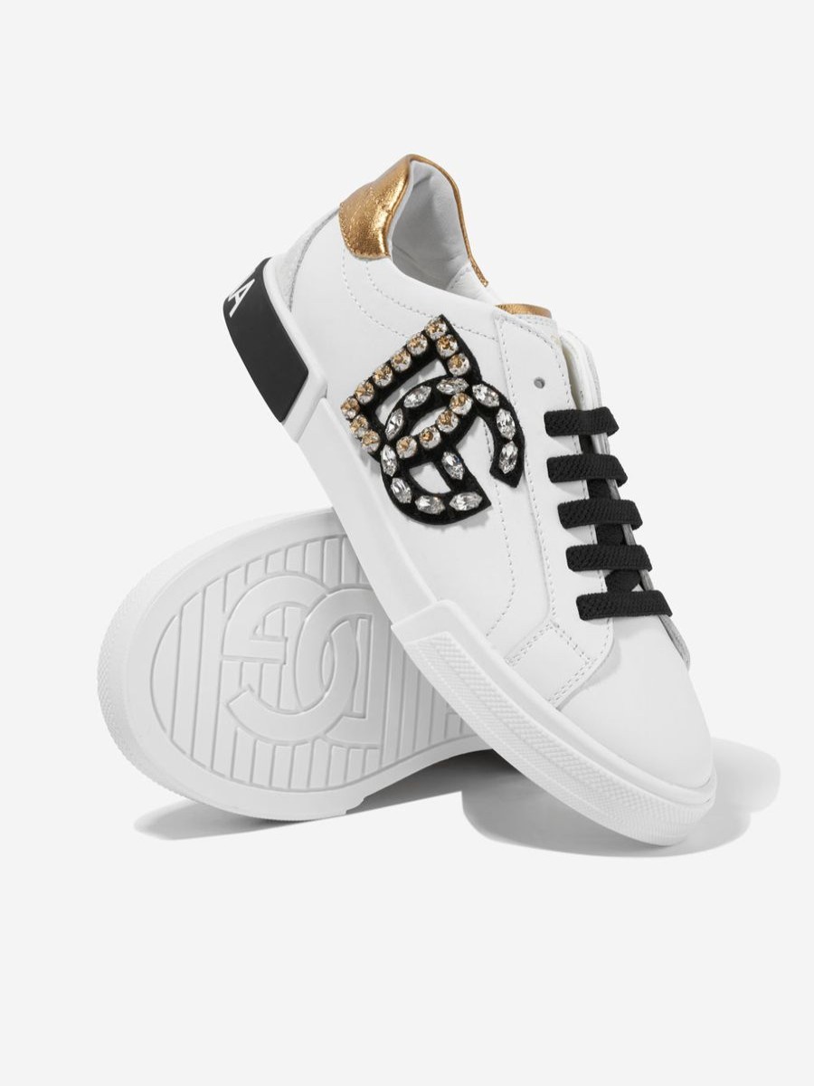 Girls Dolce & Gabbana Kids Sneakers | Girls Leather Logo Trainers In White