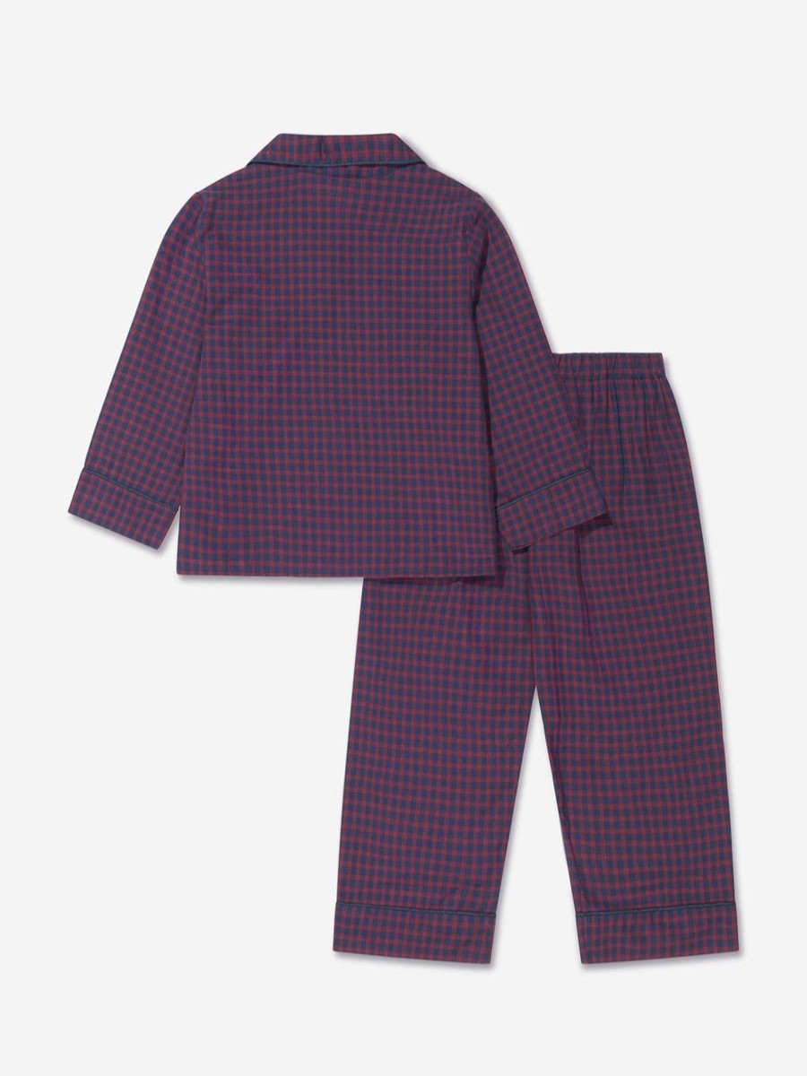 Girls Bonpoint Nightwear & Pyjamas | Girls Check Pyjamas In Navy