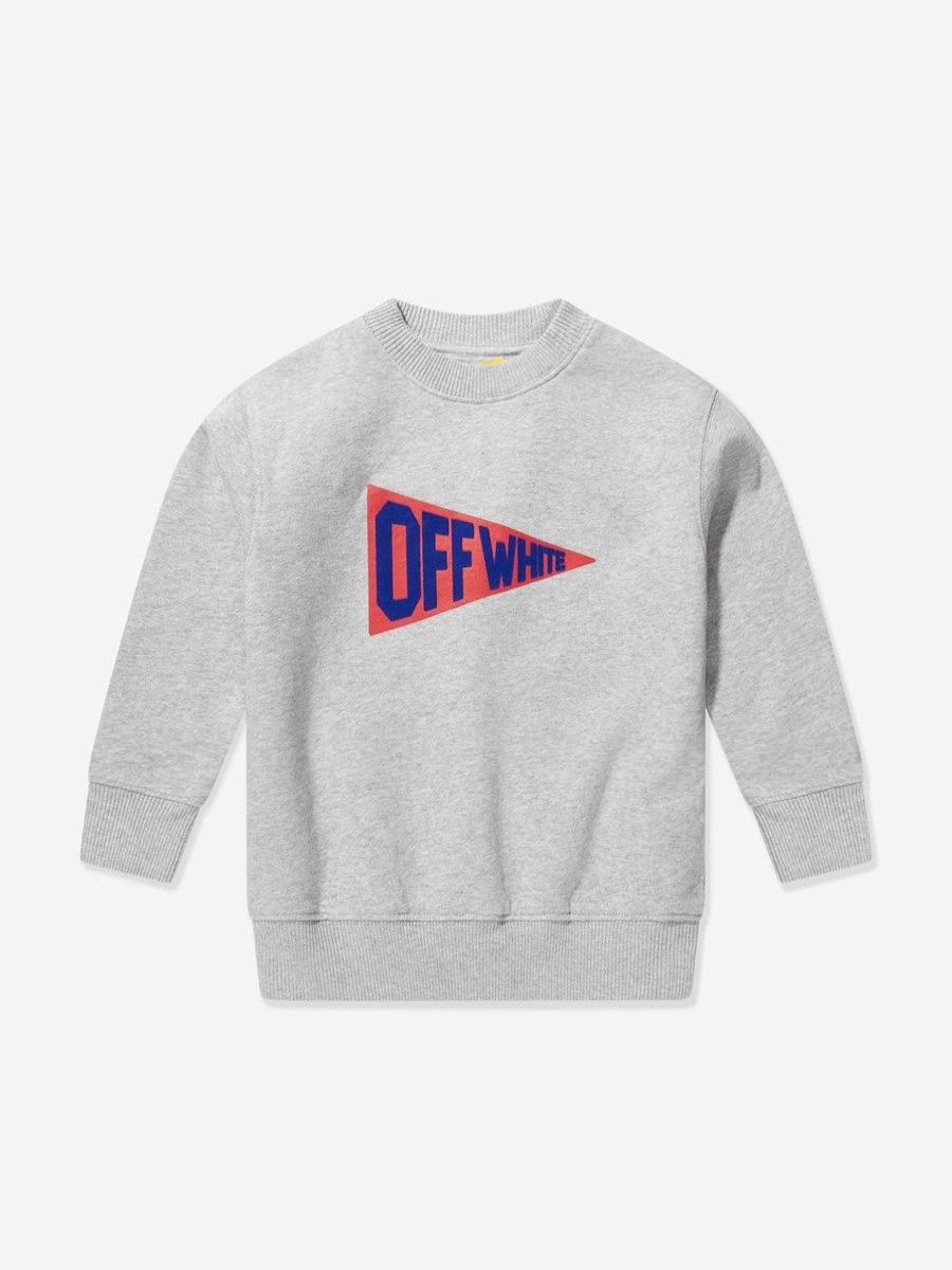 Teen Off-White Shorts | Boys Logo Flags Sweatshirt In Grey