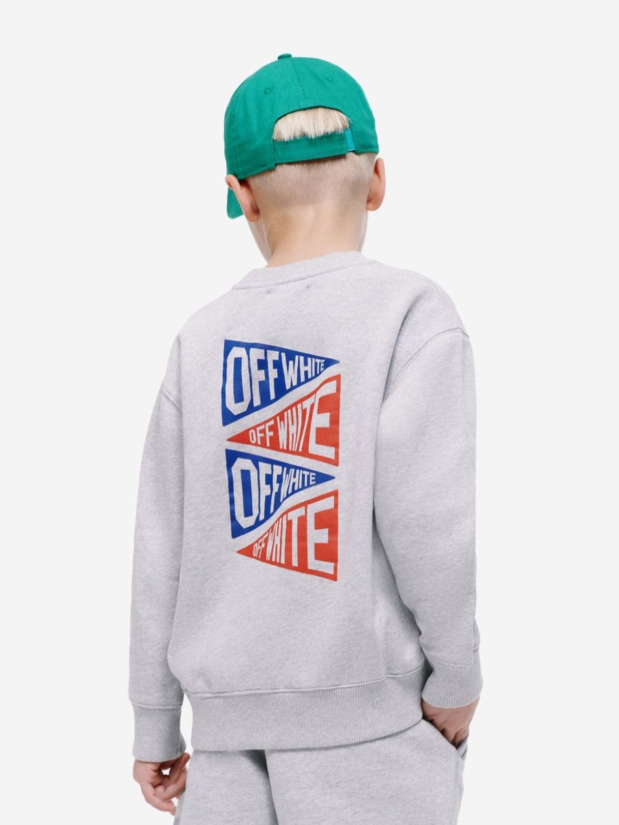 Teen Off-White Shorts | Boys Logo Flags Sweatshirt In Grey