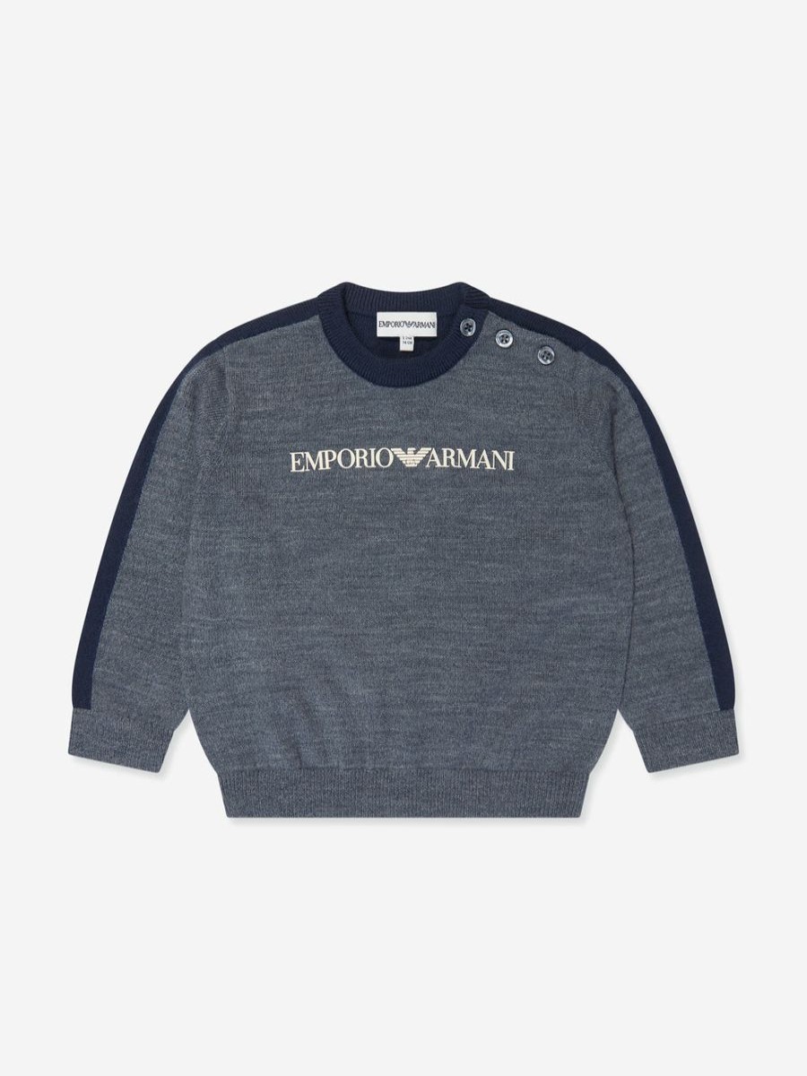 Baby Emporio Armani Jumpers & Cardigans | Baby Boys Wool Jumper In Grey