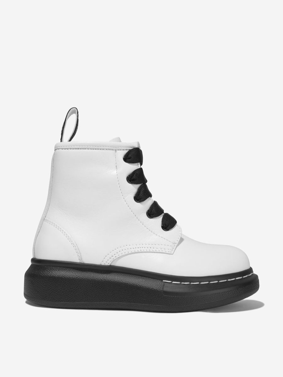 Girls Alexander McQueen Boots | Unisex Leather Lace Up Boots