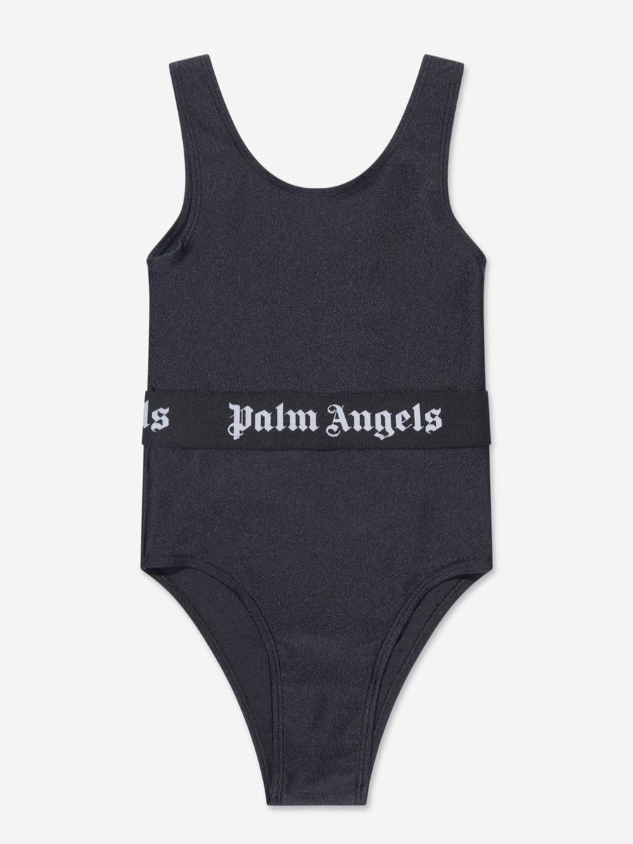 Girls Palm Angels Swimwear | Girls Logo Band Swimsuit In Black