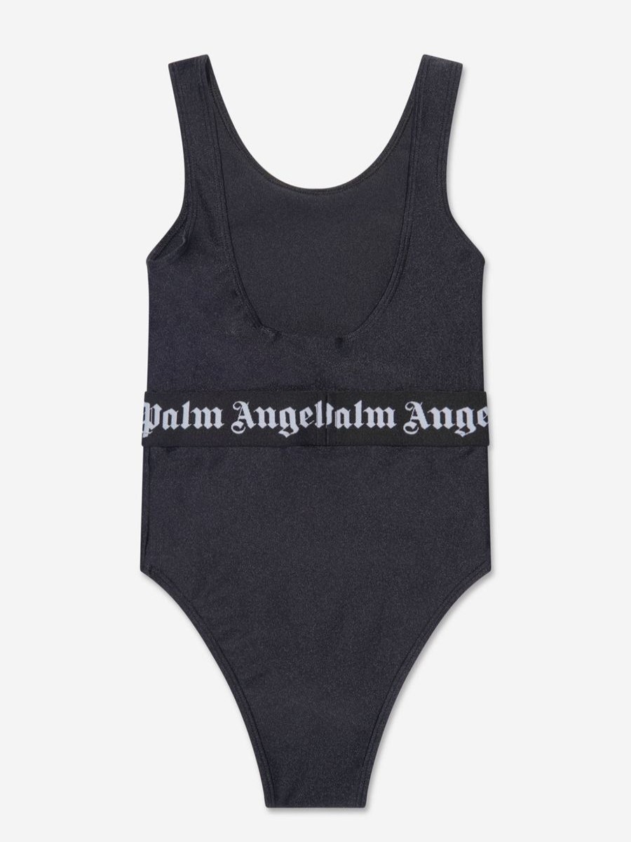 Girls Palm Angels Swimwear | Girls Logo Band Swimsuit In Black