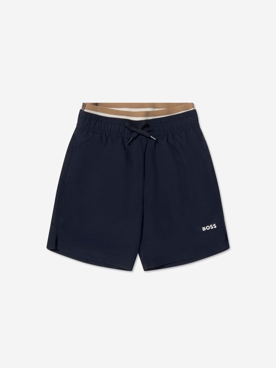 Teen BOSS Swimwear | Boss - Boys Logo Swim Shorts In Navy | Childsplay Clothing