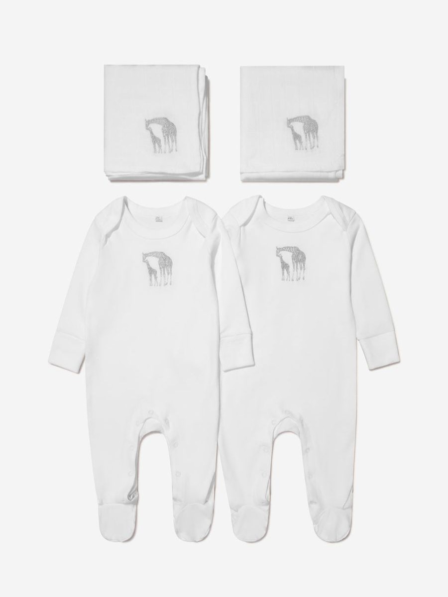 Baby Cotton and Company Babygrows & Rompers | Baby Unisex Organic Cotton Giraffe Babygrow And Muslin Set