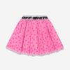 Teen Off-White Sweatshirts & Hoodies | Girls Logo Band Tulle Flock Skirt In Black