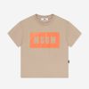 Girls MSGM Tops & T-Shirts | Kids Logo T-Shirt In Beige