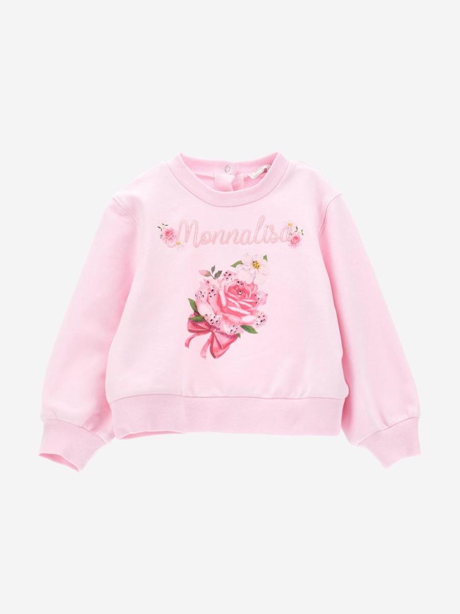 Baby Monnalisa Sweatshirts & Hoodies | Baby Girls Rose Sweatshirt In Pink