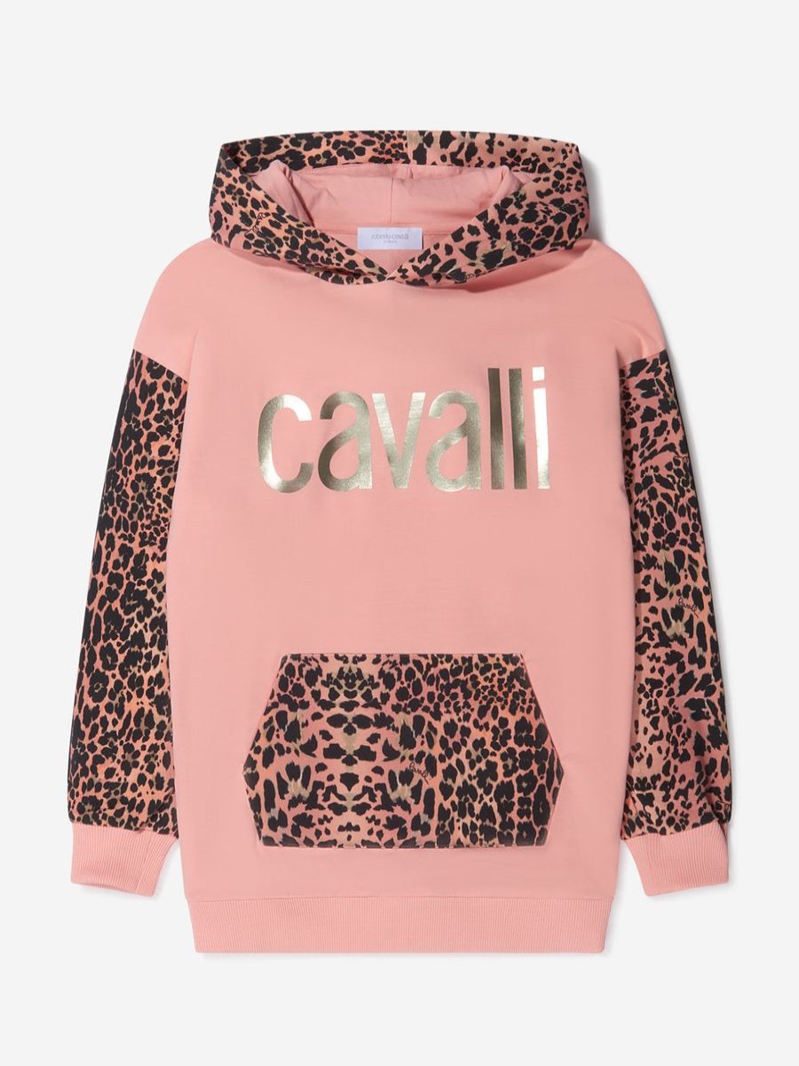 Girls Roberto Cavalli Sweatshirts & Hoodies | Girls Cotton Leopard Print Logo Hoodie