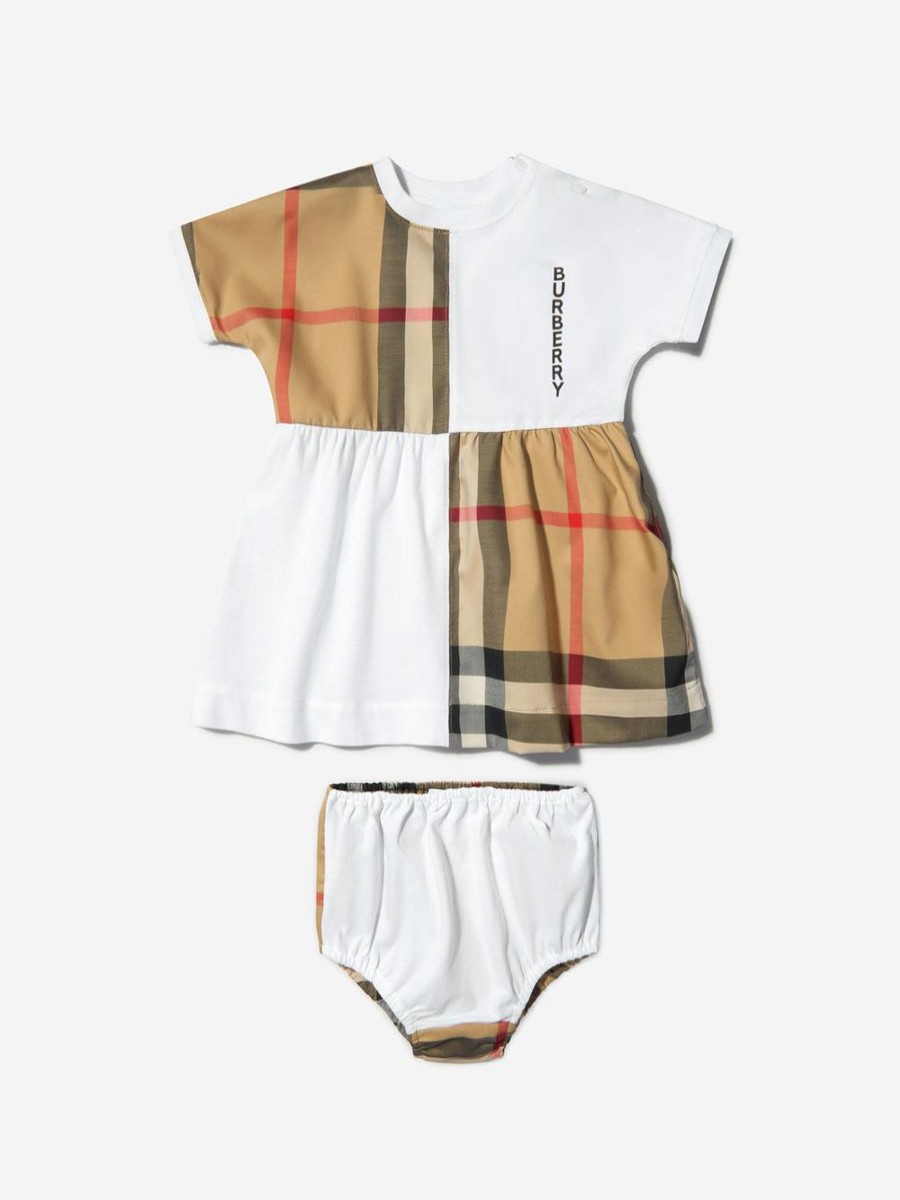 Baby Burberry Kids Dresses | Burberry Kids - Baby Girls Elena Dress And Knickers Set In White | Childsplay Clothing