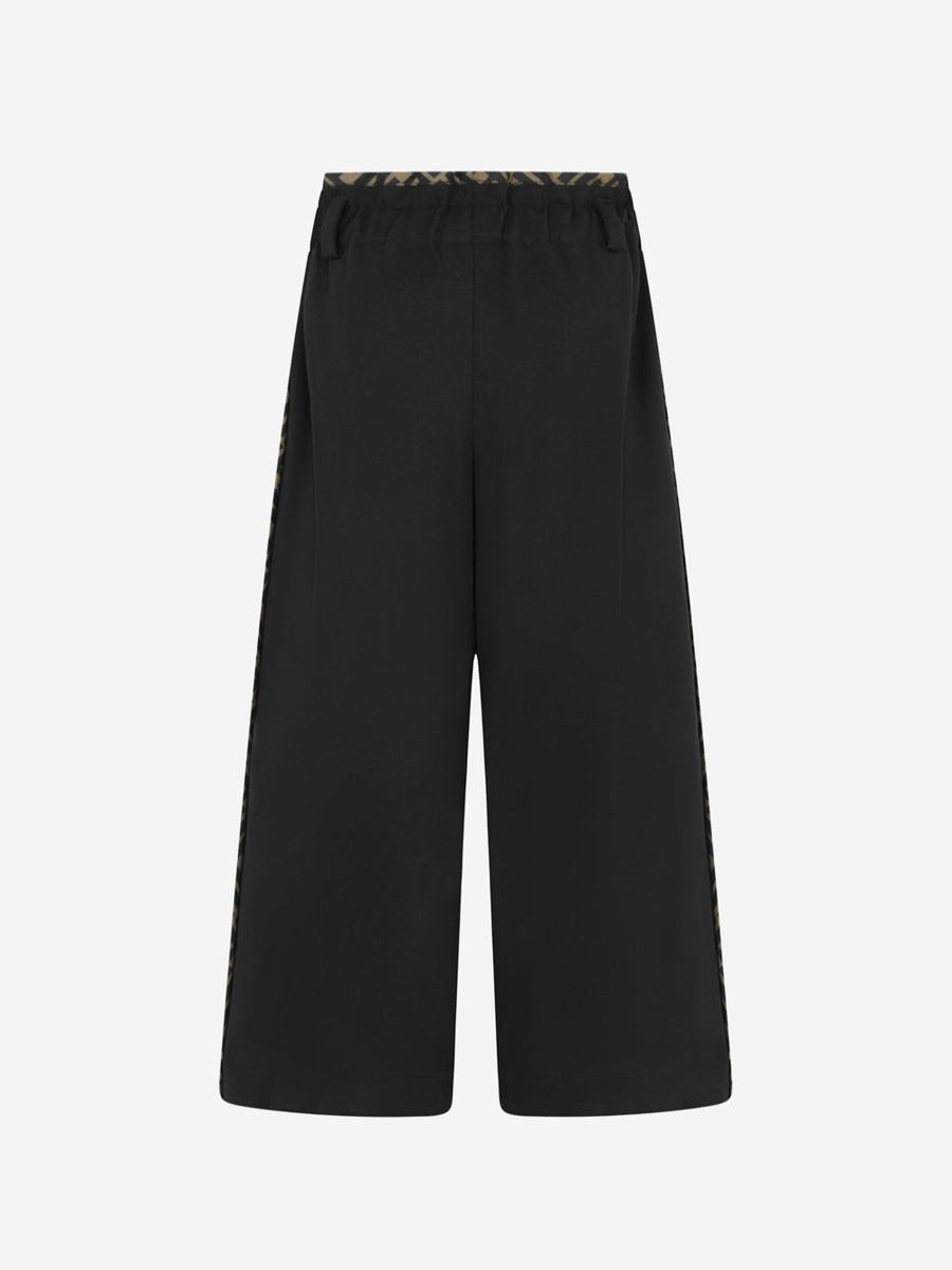 Girls Fendi Kids Trousers | Fendi Girls Black Wide Leg Logo Trousers