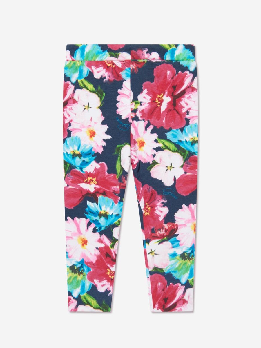 Girls Guess Leggings | Girls Passion Flower Reversible Leggings In Pink