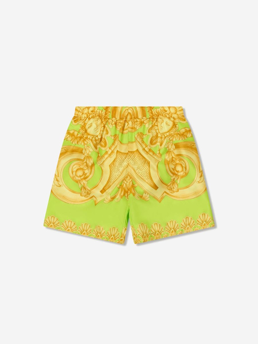 Teen Versace Swimwear | Boys Barocco Swim Shorts In Lime