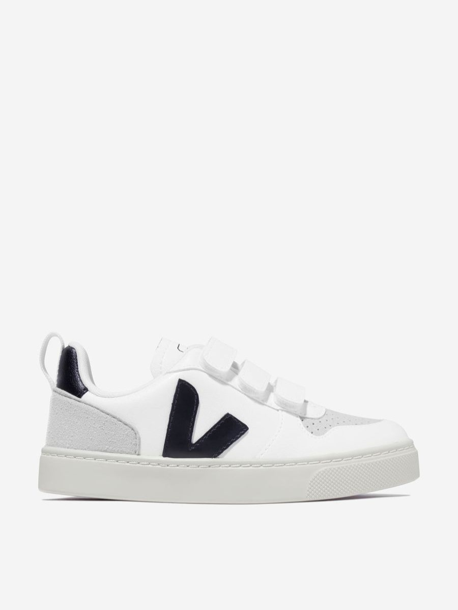 Girls Veja Sneakers | Kids Small V-10 Velcro Trainers In White