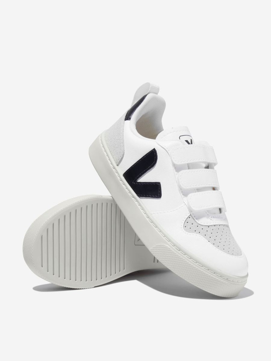 Girls Veja Sneakers | Kids Small V-10 Velcro Trainers In White